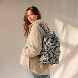 DARK PETROL CANVAS LINEN LOOK LEAVES 01977.006