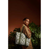 ARMY GREEN CANVAS LINEN LOOK LEAVES 01977.004