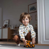 WHITE FINE POPLIN DIGITAL CONSTRUCTION VEHICLES  02072.001