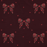 BURGUNDY FRENCH TERRY ANIMAL SKIN BOWS 02077.004