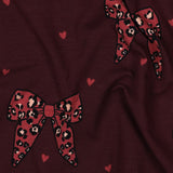 BURGUNDY FRENCH TERRY ANIMAL SKIN BOWS 02077.004