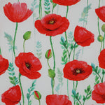 WHITE FINE POPLIN DIGITAL POPPY FLOWERS 03027.002