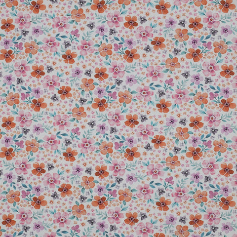 WHITE FINE POPLIN DIGITAL FLOWERS 03039.002