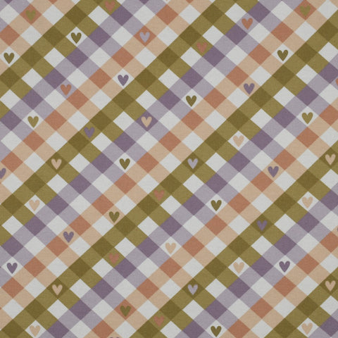 GREEN / PURPLE FLANNEL CHECK WITH HEARTS 03078.002