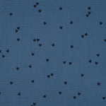 INDIGO DOUBLE GAUZE SMALL HEARTS 03166.012