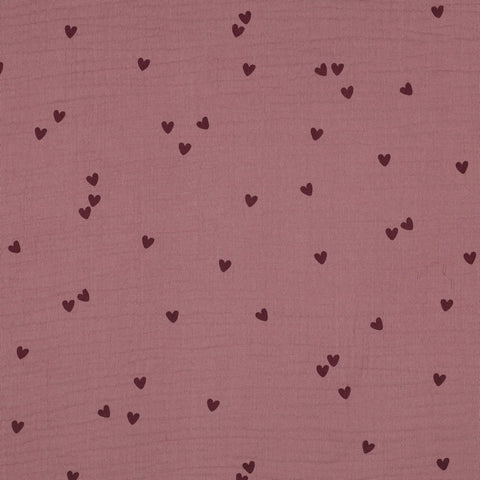 LIGHT LILAC DOUBLE GAUZE SMALL HEARTS 03166.049