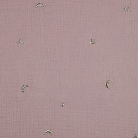 SOFT ROSE DOUBLE GAUZE EMBROIDERY STARS 03300.015
