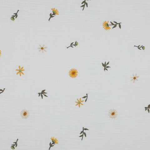 OFF-WHITE DOUBLE GAUZE EMBROIDERY SUNFLOWERS 03301.010
