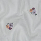 WHITE DOUBLE GAUZE EMBROIDERY FLOWERS 03571.001