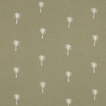 MOSS GREEN DOUBLE GAUZE EMBROIDERY PALM TREES 03647.041