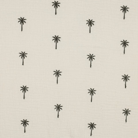 NATURAL WASHED DOUBLE GAUZE EMBROIDERY PALM TREES 03647.062