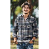 BLUE COTTON YARN DYED BRUSHED CHECKS 03753.002