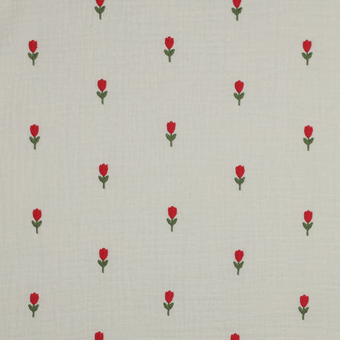 NATUREL DOUBLE GAUZE EMBROIDERY FLOWERS 03795.001