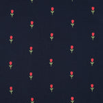 NAVY DOUBLE GAUZE EMBROIDERY FLOWERS 03795.002