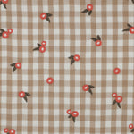 BEIGE DOUBLE GAUZE CHECKS EMBROIDERY FLOWERS 04163.028