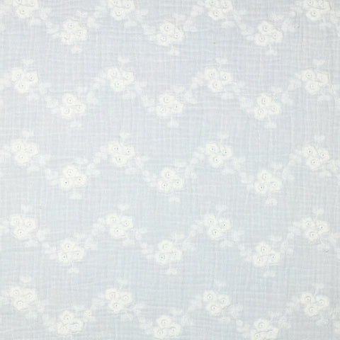 WHITE DOUBLE GAUZE EMBROIDERY FLOWERS 04324.001