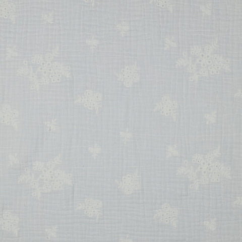 WHITE DOUBLE GAUZE EMBROIDERY FLOWERS 04325.001