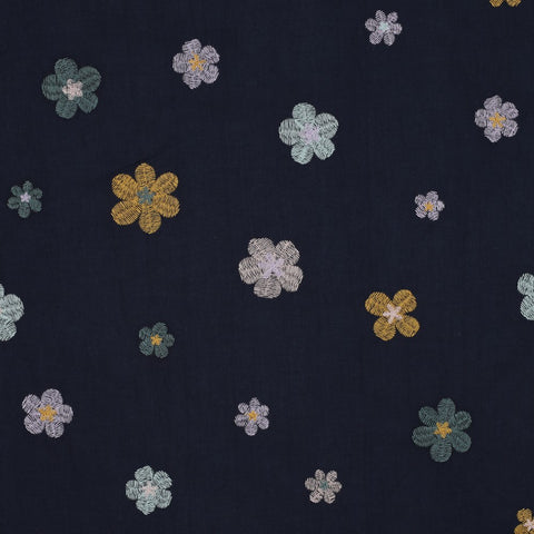 NAVY COTTON VOILE EMBROIDERY FLOWERS 04934.003