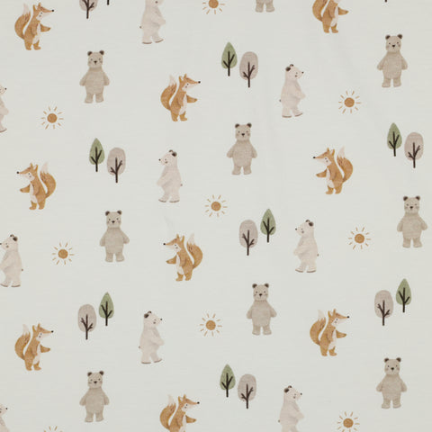 WHITE JERSEY DIGITAL FOREST ANIMALS 05088.002