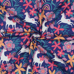 COBALT FINE POPLIN FLOWERS AND UNICORNS 05177.005