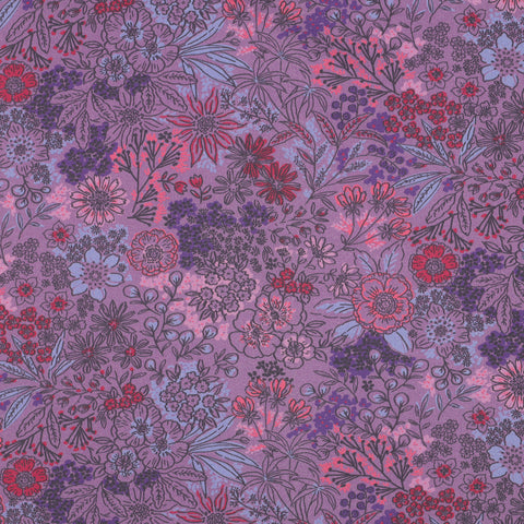 LAVENDER FINE POPLIN DIGITAL FLOWERS 05180.003
