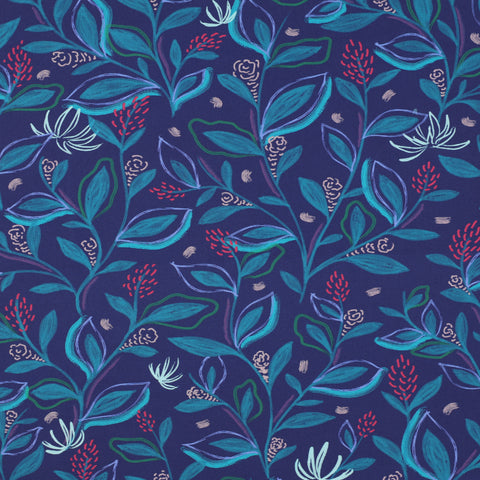 COBALT FINE POPLIN DIGITAL LEAVES 05960.003