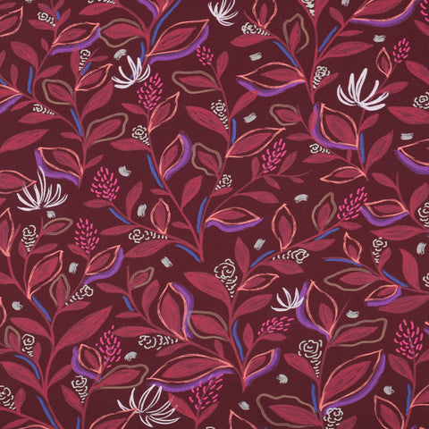 BORDEAUX FINE POPLIN DIGITAL LEAVES 05960.006