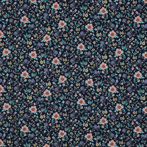 NAVY FINE POPLIN DIGITAL FLOWERS 05961.013