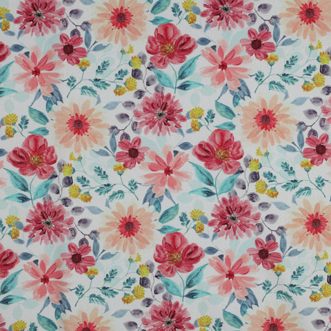 RED FINE POPLIN DIGITAL FLOWERS 05973.008