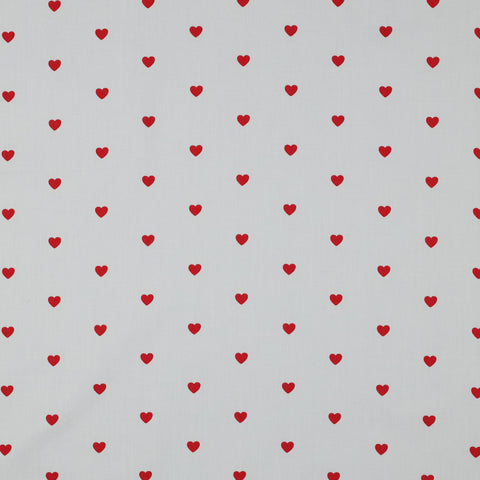 WHITE / RED FINE POPLIN HEARTS 06120.005