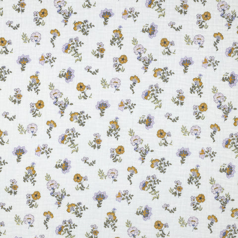 WHITE DOUBLE GAUZE ORGANIC FLOWERS 06146.004
