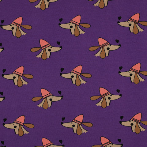 PURPLE FRENCH TERRY DOGS AND HEARTS 06470.009