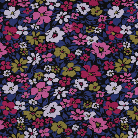 BLACK/ BLUE FRENCH TERRY FLOWERS 06481.001