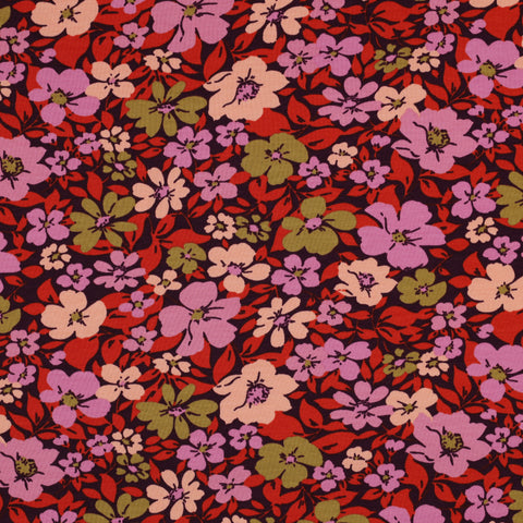 BORDEAUX/ RED FRENCH TERRY FLOWERS 06481.005