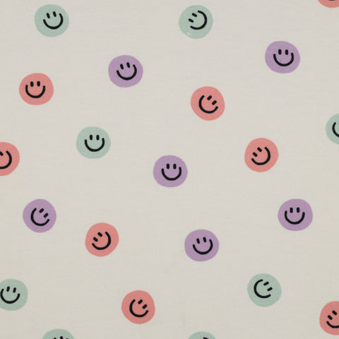 OFF-WHITE / LILAC FLANNEL HAPPY FACES 06510.001