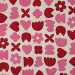 NATURAL/ FUCHSIA DOUBLE GAUZE ORGANIC NATURAL LOVE SHAPES 06576.001