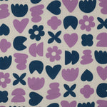 NATURAL/ PETROL DOUBLE GAUZE ORGANIC NATURAL LOVE SHAPES 06576.002