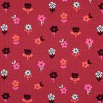 DARK RED WAFFLE JERSEY FLOWERS 06660.006