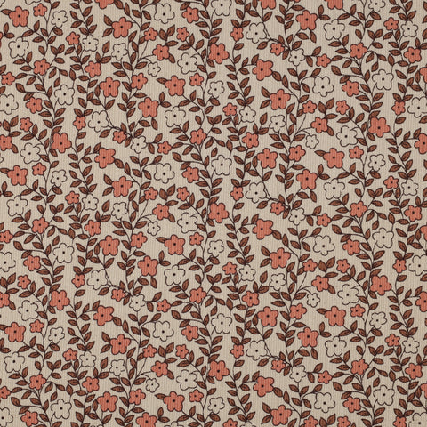 NATURAL RIB JERSEY ORGANIC NATURAL FLOWERS 06668.001