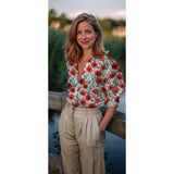 WHITE FINE POPLIN DIGITAL FLOWERS 06885.002