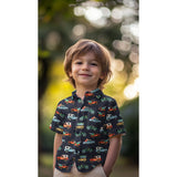 NAVY FINE POPLIN DIGITAL CARS  06924.003