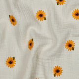NATURAL DOUBLE GAUZE EMBROIDERY SUNFLOWERS  07837.001