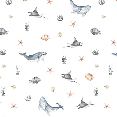 WHITE FRENCH TERRY DIGITAL SEA CREATURES 09845.004