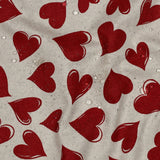 RED COATED CANVAS LINEN LOOK HEARTS C1995.002