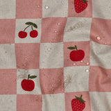 PINK COATED CANVAS LINEN LOOK CHECKS C1997.004