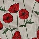 NATURAL COATED CANVAS LINEN LOOK POPPY FLOWERS  C6851.001